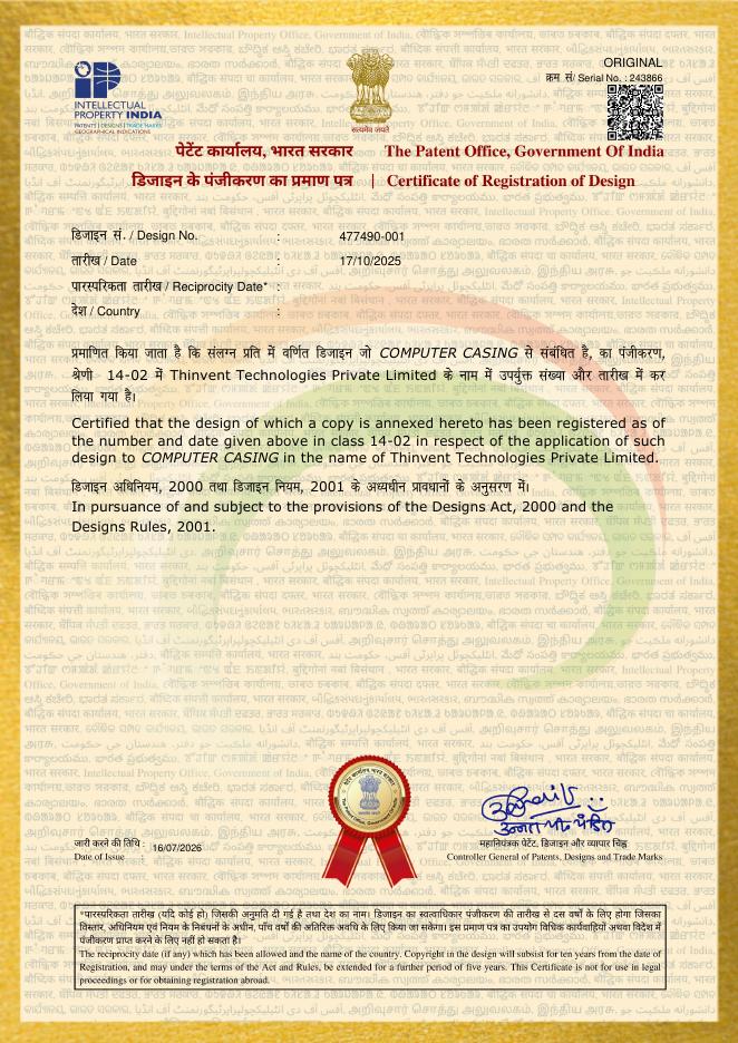 Registration certificate: Computer Casing