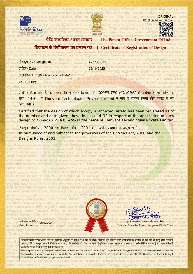 Registration certificate: Computer Housing